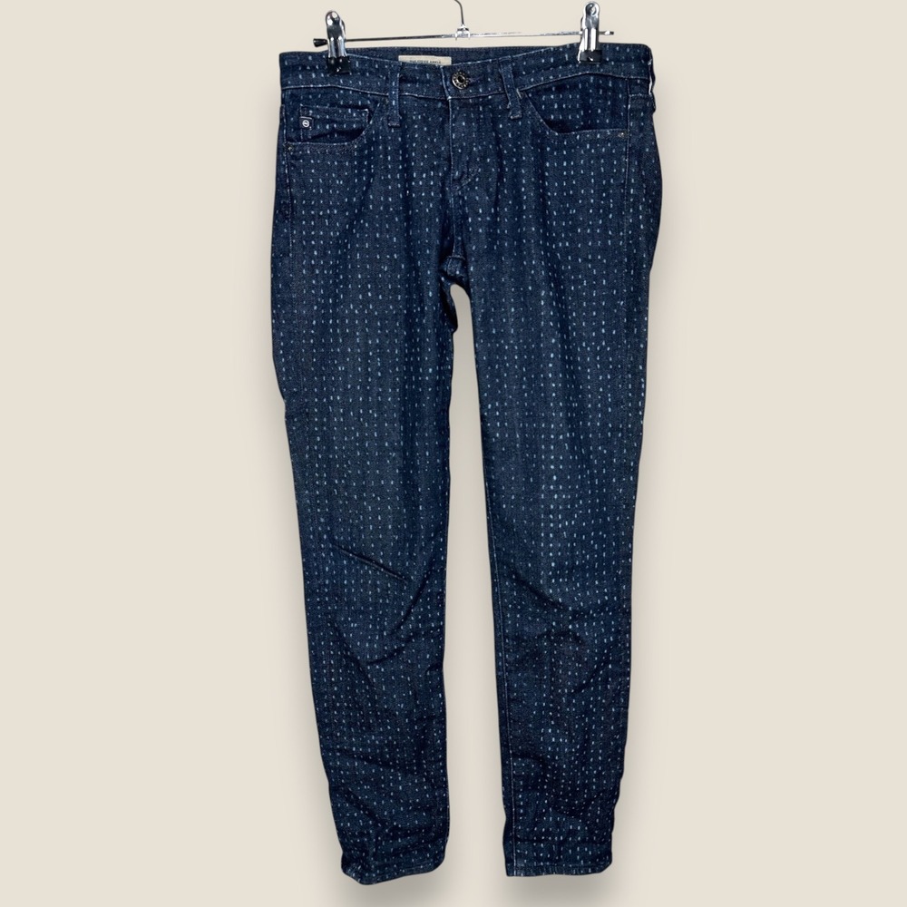 AG Adriano Goldschmied Stevie Ankle Slim Straight Jeans Women 25R Blue Dots